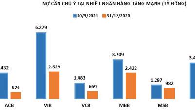 Nợ cần chú ý tại ACB, Vietcombank tăng theo cấp số lần: Đáng lo ngại?