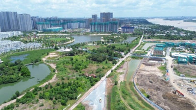 Treo thời gian dài, cây cầu kết nối Vinhomes Grand Park chuẩn bị hoàn thành