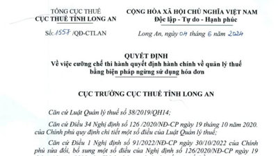 Công ty TNHH Ngân Đại Lộc bị ngừng sử dụng hóa đơn do nợ thuế