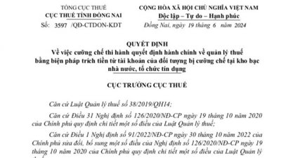 Đồng Nai: Nợ thuế, 2 doanh nghiệp bị trích tiền từ tài khoản