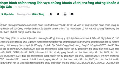 Không công bố thông tin, một doanh nghiệp tại Đà Nẵng bị phạt