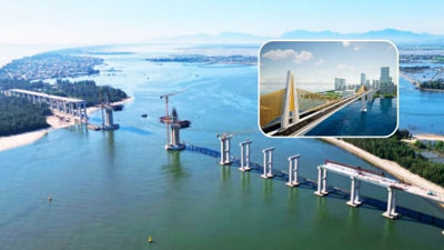 Cầu vượt biển 2.400 tỷ dài nhất miền Trung sắp hợp long