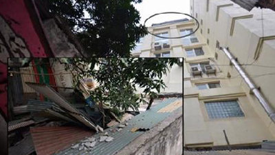 Đình chỉ công trình xây dựng làm rơi bê tông vào nhà dân