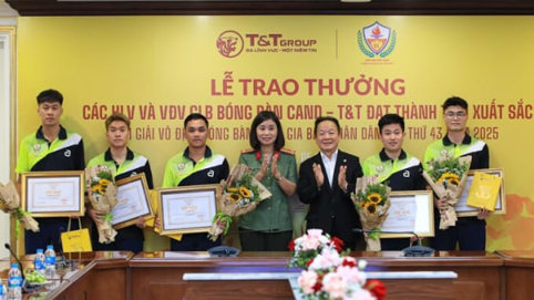 T&T Group trao thưởng hơn 1,2 tỷ đồng cho CLB Bóng bàn CAND - T&T sau Giải vô địch bóng bàn quốc gia 2025