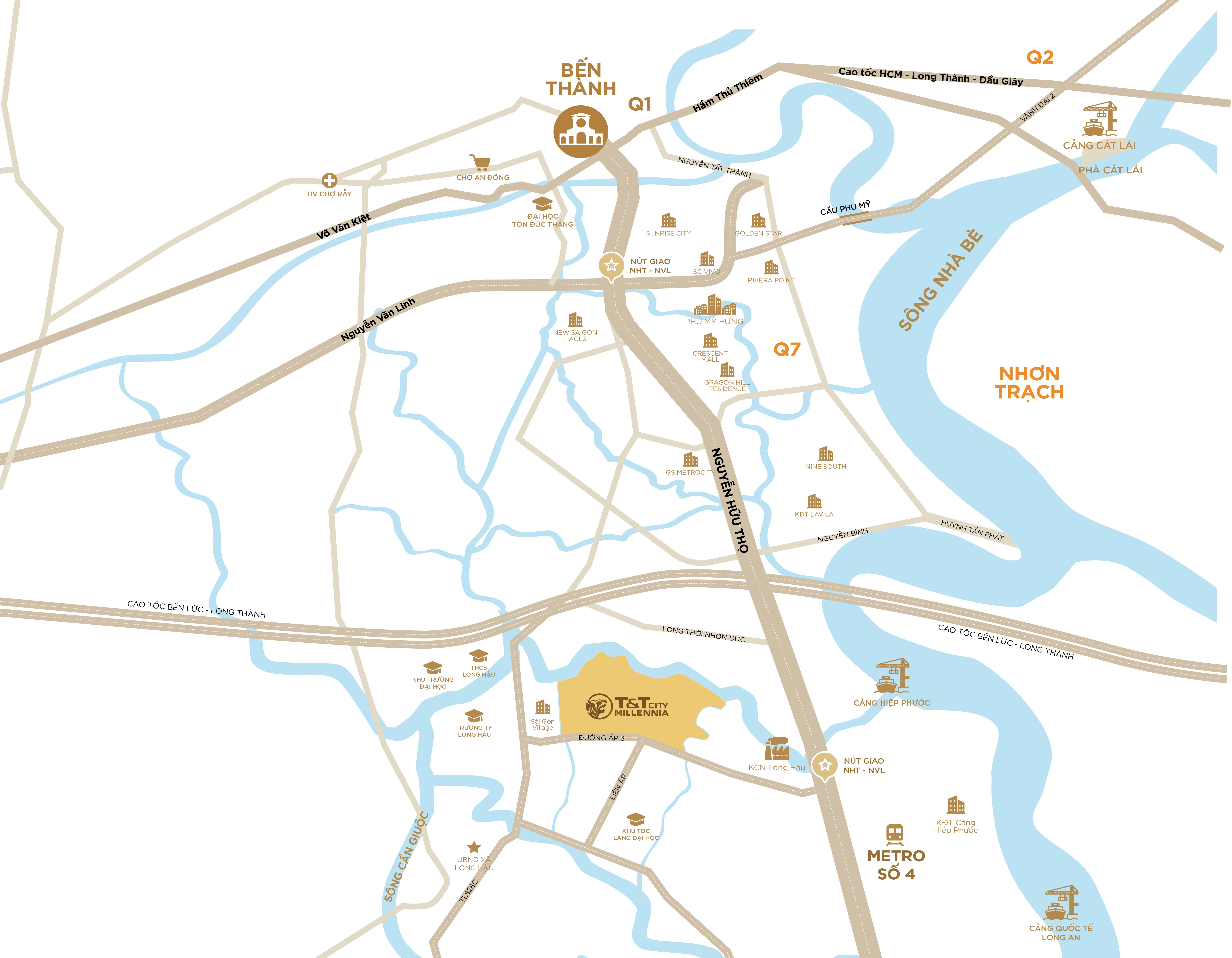 T&amp;T City Millennia sở hữu vị tr&iacute; đắc địa c&ugrave;ng lợi thế thừa hưởng từ hạ tầng tỷ đ&ocirc; ph&iacute;a Nam S&agrave;i G&ograve;n. &nbsp;