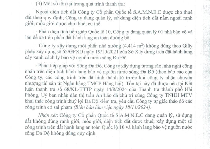 Hải Phòng: Loạt vi phạm đất đai, xây dựng của Công ty Quốc tế S.A.M.N.E.C - Ảnh 2 Hải Phòng: Loạt vi phạm đất đai, xây dựng của Công ty Quốc tế S.A.M.N.E.C - Ảnh 2