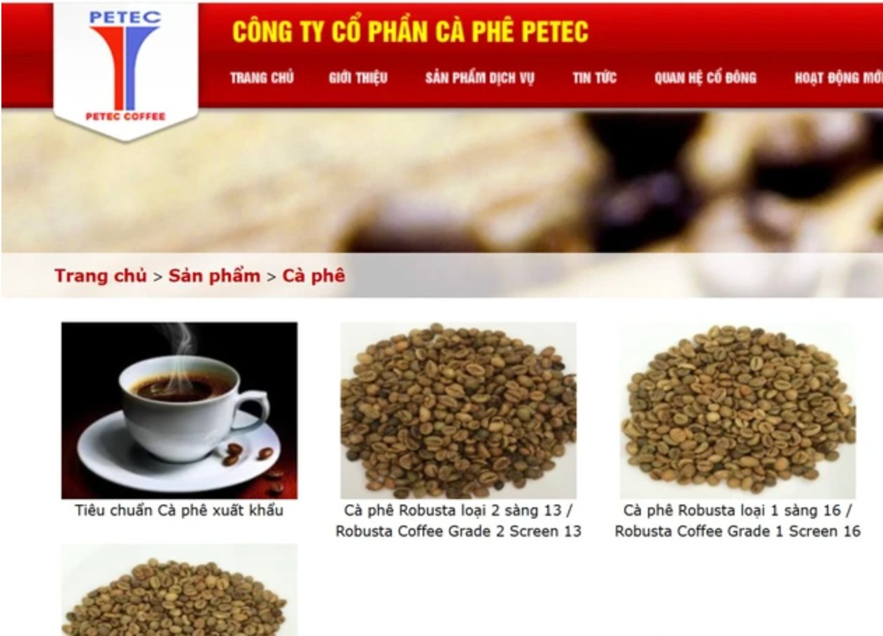 Website Công ty CP cà phê PETEC. Website Công ty CP cà phê PETEC. 