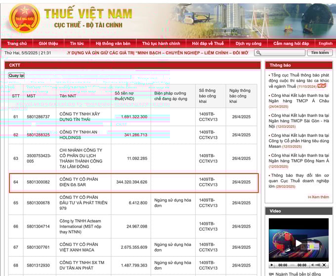 Công ty Cổ phần Điện Đạ Sar phản hồi thông tin nợ thuế - Ảnh 1 Công ty Cổ phần Điện Đạ Sar phản hồi thông tin nợ thuế - Ảnh 1