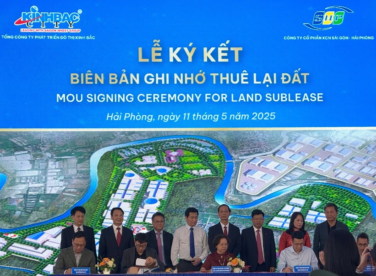 Lễ ký kết biên bản ghi nhớ thuê lại đất tại KCN Tràng Duệ 3. Lễ ký kết biên bản ghi nhớ thuê lại đất tại KCN Tràng Duệ 3.