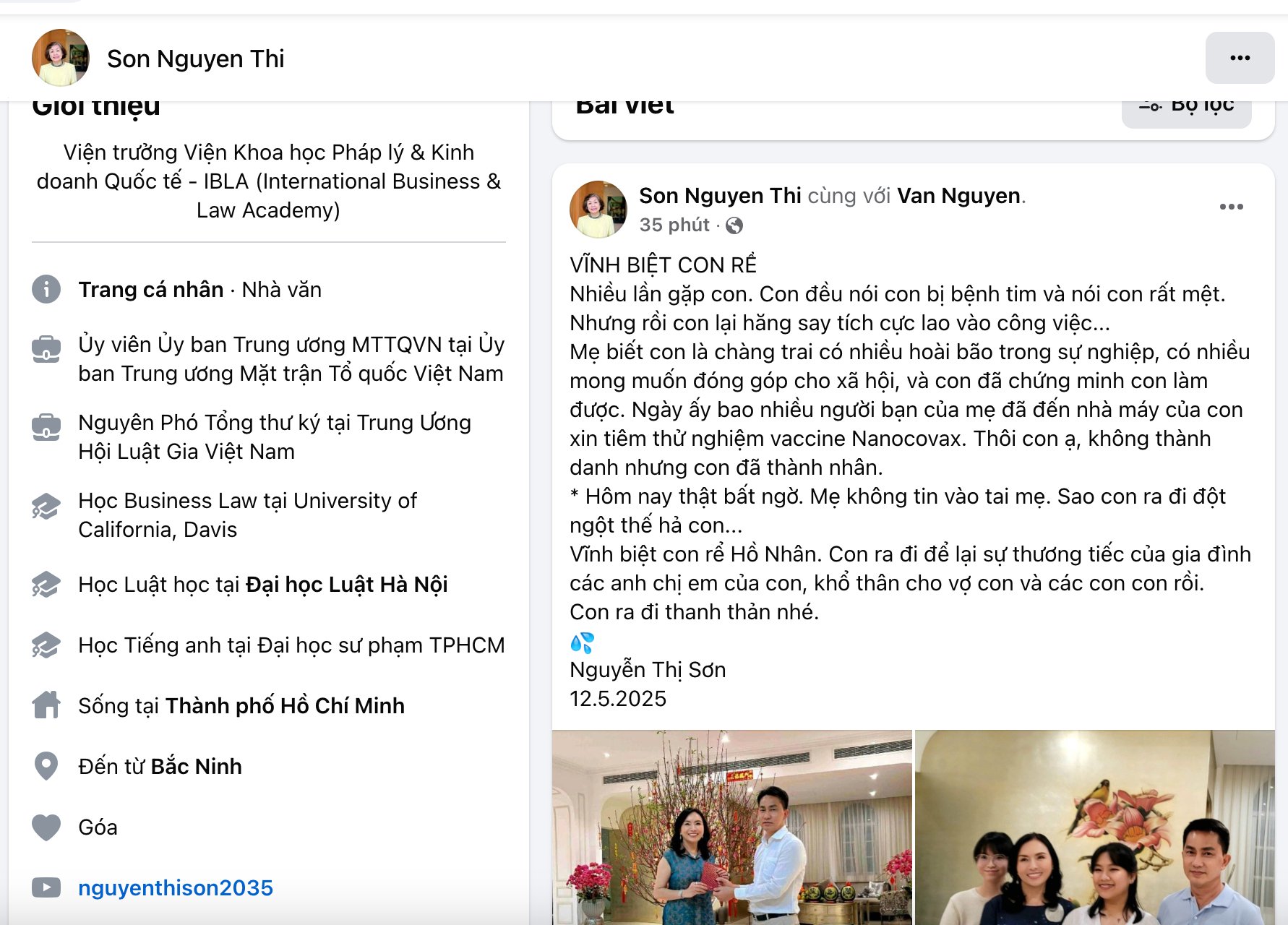 Ông Hồ Nhân, cựu CEO Nanogen, con rể gia tộc Sơn Kim qua đời - Ảnh 1 Ông Hồ Nhân, cựu CEO Nanogen, con rể gia tộc Sơn Kim qua đời - Ảnh 1
