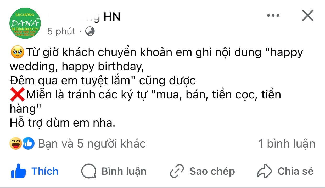 Người bán hàng mách chỉ nhau công khai cách chuyển khoản né thuế. Ảnh chụp màn hình Người bán hàng mách chỉ nhau công khai cách chuyển khoản né thuế. Ảnh chụp màn hình