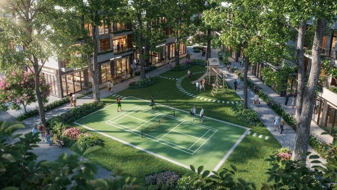Sân thể thao dưới tán cây giúp cư dân vừa rèn luyện sức khỏe vừa thư giãn giữa thiên nhiên Sân thể thao dưới tán cây giúp cư dân vừa rèn luyện sức khỏe vừa thư giãn giữa thiên nhiên