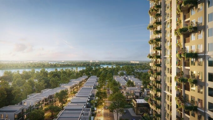 Một góc tổ hợp bất động sản cộng hưởng Sky Retreat với 221 sản phẩm thấp tầng xunh quanh khối đế Một góc tổ hợp bất động sản cộng hưởng Sky Retreat với 221 sản phẩm thấp tầng xunh quanh khối đế