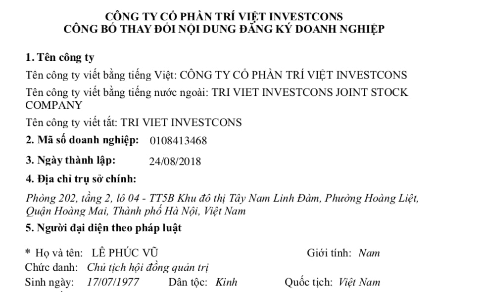 Trí Việt Investcons: Chậm đóng BHXH, vi phạm trong đấu thầu - Ảnh 2 Trí Việt Investcons: Chậm đóng BHXH, vi phạm trong đấu thầu - Ảnh 2
