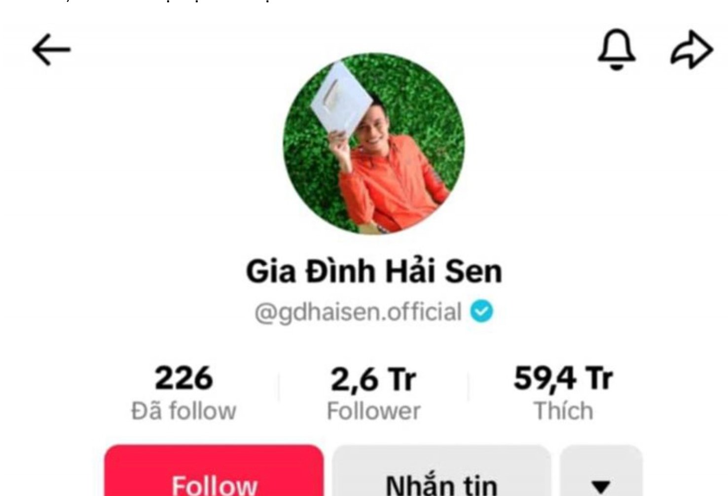 Kênh tiktok Gia đình hải Sen với 2,6 tr follower. Kênh tiktok Gia đình hải Sen với 2,6 tr follower. 