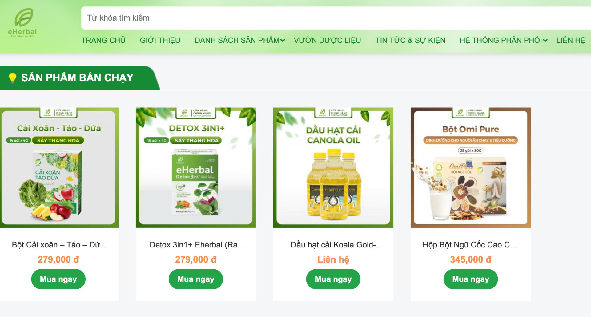 Các sản phẩm trên website chính thức, EHERBAL. Các sản phẩm trên website chính thức, EHERBAL. 