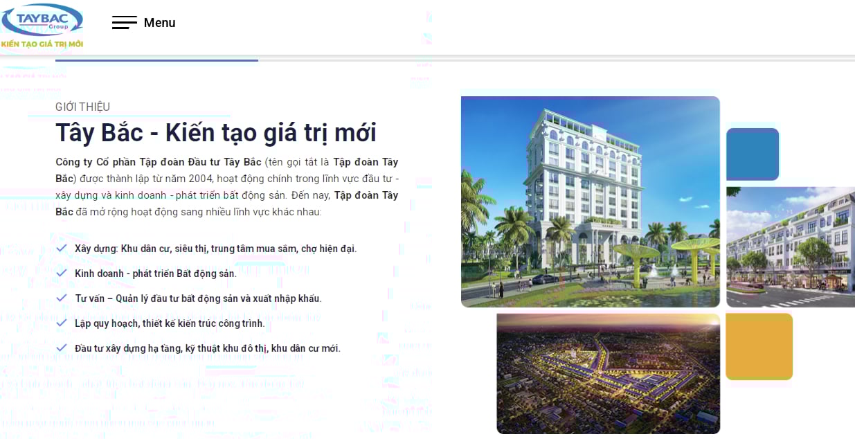 Công ty cổ phần Tập đoàn Đầu tư Tây Bắc được thành lập vào năm 2004. Ảnh chụp màn hình Công ty cổ phần Tập đoàn Đầu tư Tây Bắc được thành lập vào năm 2004. Ảnh chụp màn hình