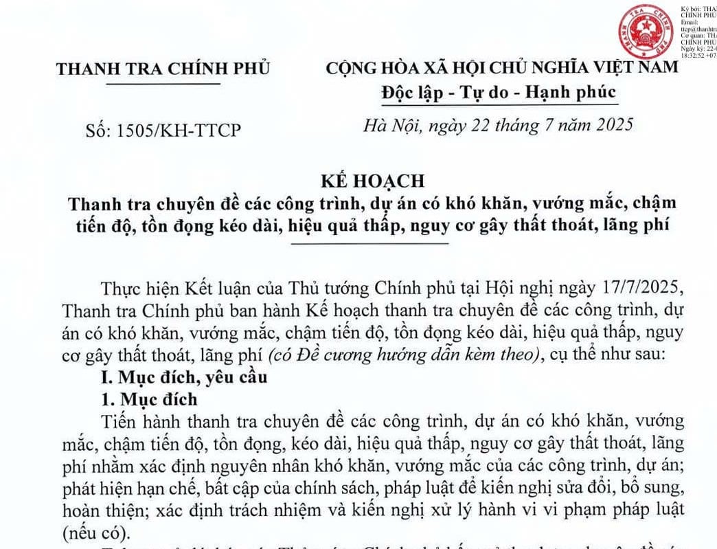 Dự án nằm trong danh sách thanh tra Theo Kế hoạch 1505/KH-TTCP của Thanh tra Chính phủ vừa ban hành. Dự án nằm trong danh sách thanh tra Theo Kế hoạch 1505/KH-TTCP của Thanh tra Chính phủ vừa ban hành.