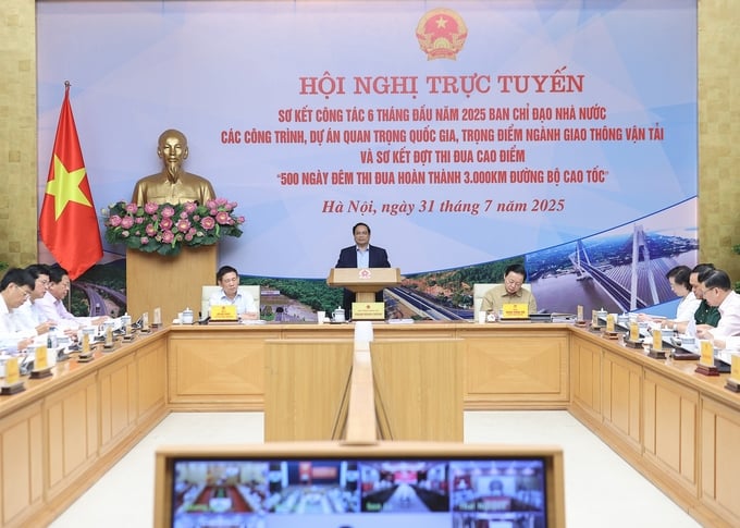 Thủ tướng chủ trì Hội nghị trực tuyến sơ kết công tác 6 tháng đầu năm 2025 của Ban Chỉ đạo và sơ kết đợt thi đua cao điểm 500 ngày đêm thi đua hoàn thành 3.000 km đường bộ cao tốc Thủ tướng chủ trì Hội nghị trực tuyến sơ kết công tác 6 tháng đầu năm 2025 của Ban Chỉ đạo và sơ kết đợt thi đua cao điểm "500 ngày đêm thi đua hoàn thành 3.000 km đường bộ cao tốc"