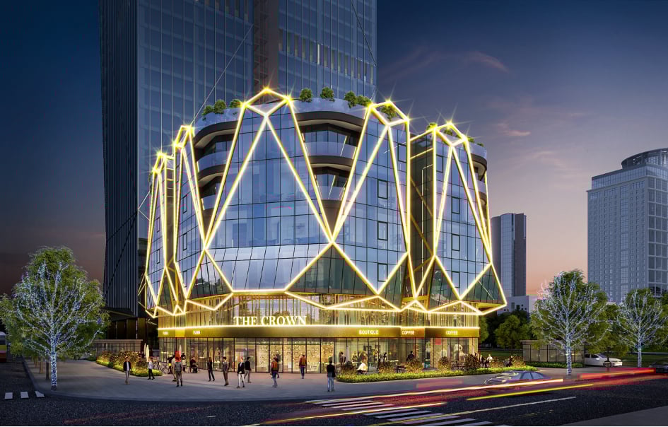 Phối cảnh tổ hợp The Crown gần kề tòa văn phòng Maslight Phối cảnh tổ hợp The Crown gần kề tòa văn phòng Maslight