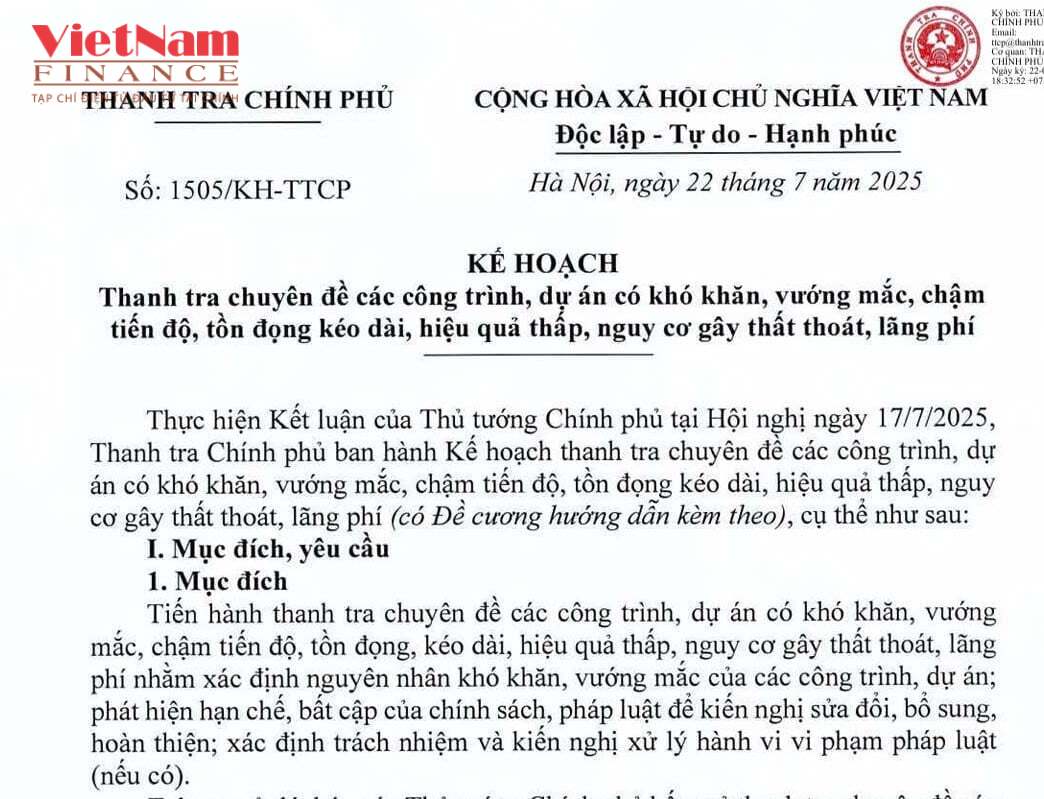 Loạt dự án nghìn tỷ của HUD được Thanh tra Chính phủ đưa vào danh mục thanh tra trong quý III/2025 Loạt dự án nghìn tỷ của HUD được Thanh tra Chính phủ đưa vào danh mục thanh tra trong quý III/2025 