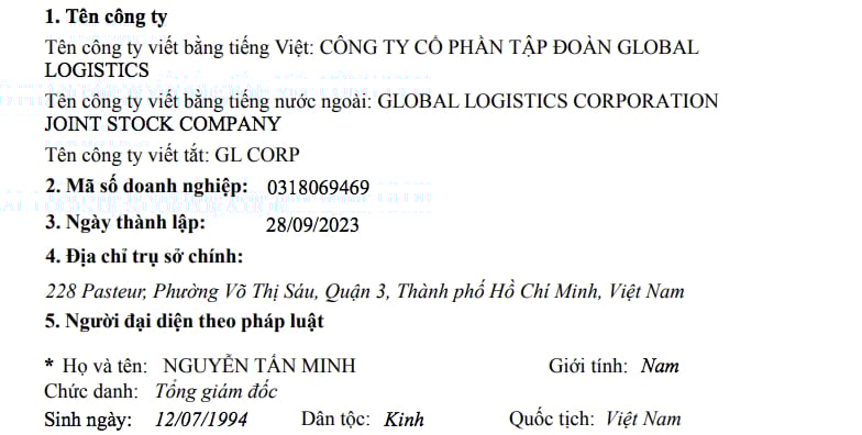 Công ty cổ phần Tập đoàn Global Logistics có vốn điều lệ 236 tỷ đồng. Công ty cổ phần Tập đoàn Global Logistics có vốn điều lệ 236 tỷ đồng. 