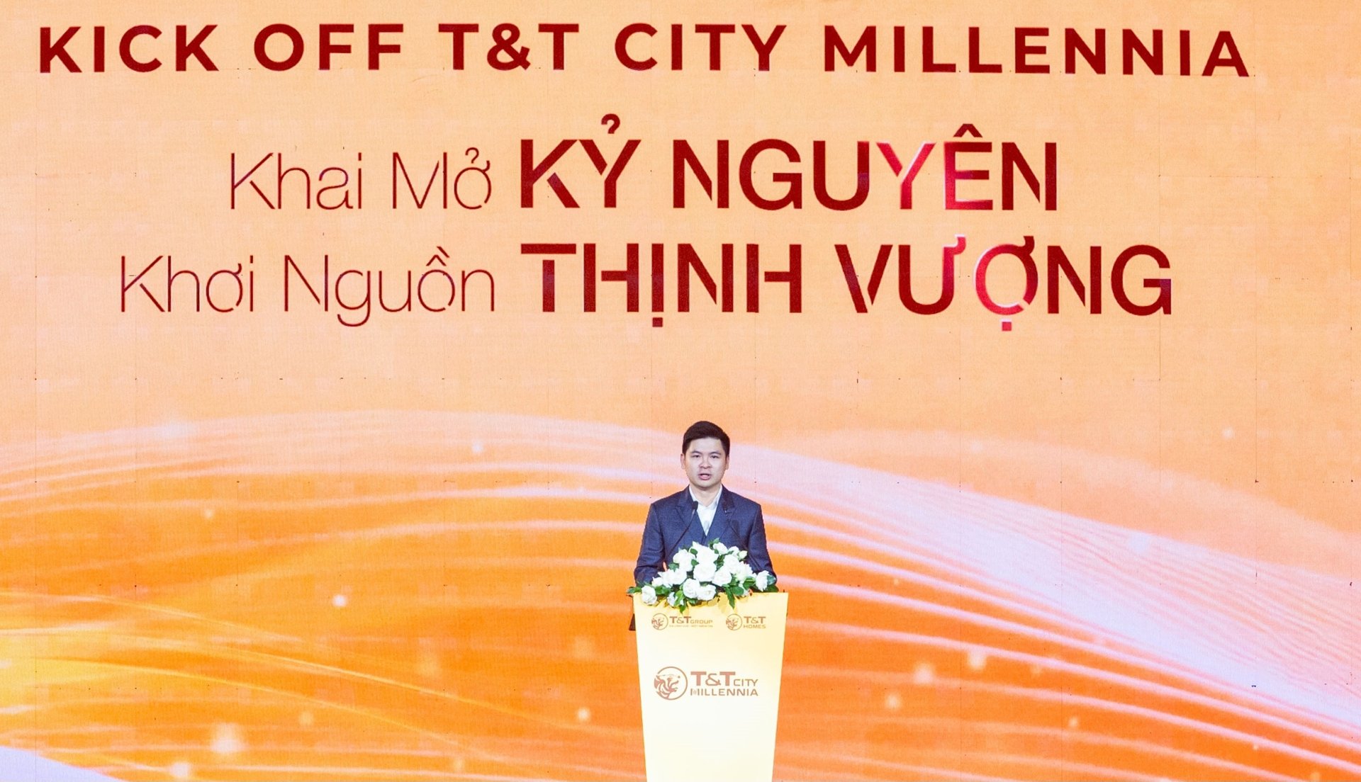 Ông Đỗ Vinh Quang, Phó chủ tịch HĐQT Tập đoàn T&T Group, Chủ tịch HĐQT T&T Homes phát biểu tại sự kiện Ông Đỗ Vinh Quang, Phó chủ tịch HĐQT Tập đoàn T&T Group, Chủ tịch HĐQT T&T Homes phát biểu tại sự kiện