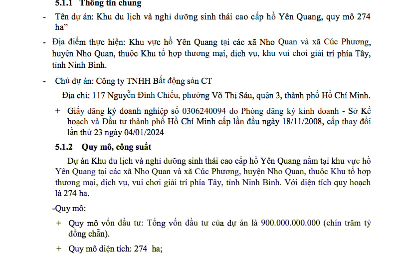 Bất động sản CT đề xuất làm khu du lịch sinh thái quy mô 274ha tại Ninh Bình. Bất động sản CT đề xuất làm khu du lịch sinh thái quy mô 274ha tại Ninh Bình.