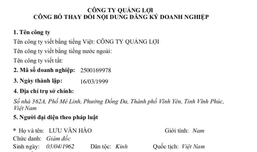 Công ty Quảng Lợi được thành lập vào ngày 16/3/1999. Công ty Quảng Lợi được thành lập vào ngày 16/3/1999.