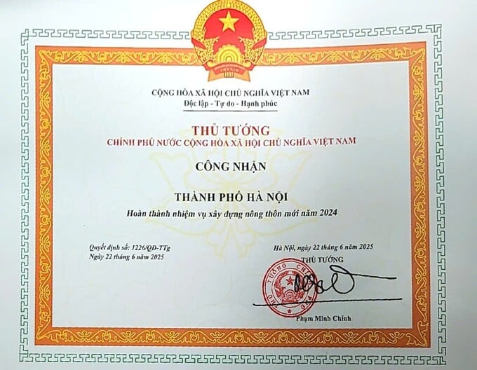 Thủ tướng Chính phủ đã ký Quyết định số 1226/QĐ-TTg ngày 22/6/2025 công nhận Thành phố Hà Nội hoàn thành nhiệm vụ xây dựng nông thôn mới năm 2024 Thủ tướng Chính phủ đã ký Quyết định số 1226/QĐ-TTg ngày 22/6/2025 công nhận Thành phố Hà Nội hoàn thành nhiệm vụ xây dựng nông thôn mới năm 2024