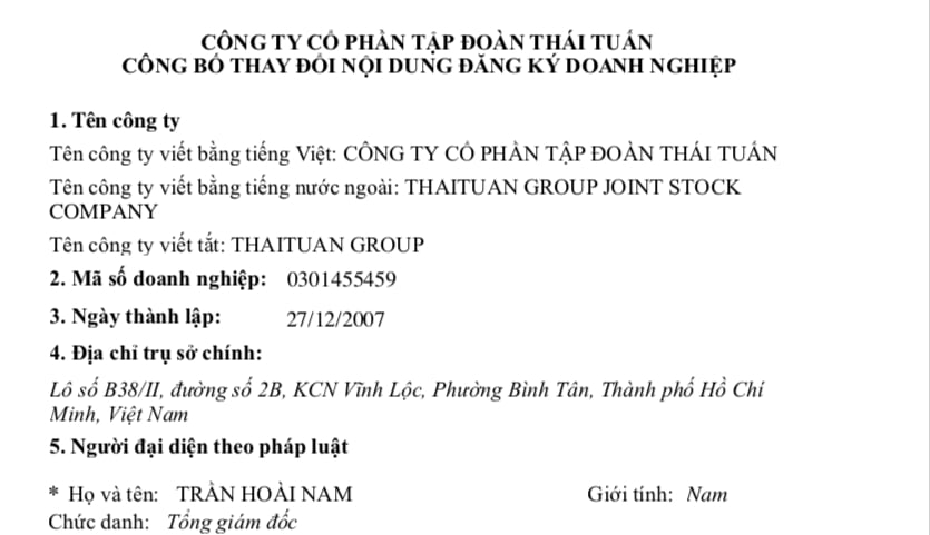 Tập đoàn Thái Tuấn chưa thể thanh toán 881 tỷ gốc và lãi trái phiếu - Ảnh 2 Tập đoàn Thái Tuấn chưa thể thanh toán 881 tỷ gốc và lãi trái phiếu - Ảnh 2