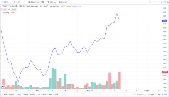 Cổ phiếu NBB tăng mạnh kể từ thời điểm cuối th&aacute;ng 6/2022. &nbsp;