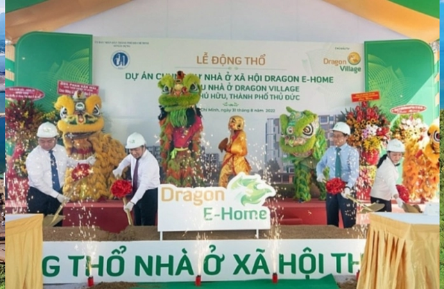 Dragon E-Home thuộc khu đô thị Dragon Village, phường Phú Hữu, Thành phố Thủ Đức đã được động thổ xây dựng.
