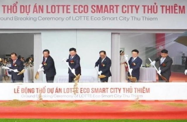 TP. HCM vừa tổ chức lễ động thổ dự án khu phức hợp thông minh (Lotte Eco Smart City Thủ Thiêm) tại khu đô thị mới Thủ Thiêm. 