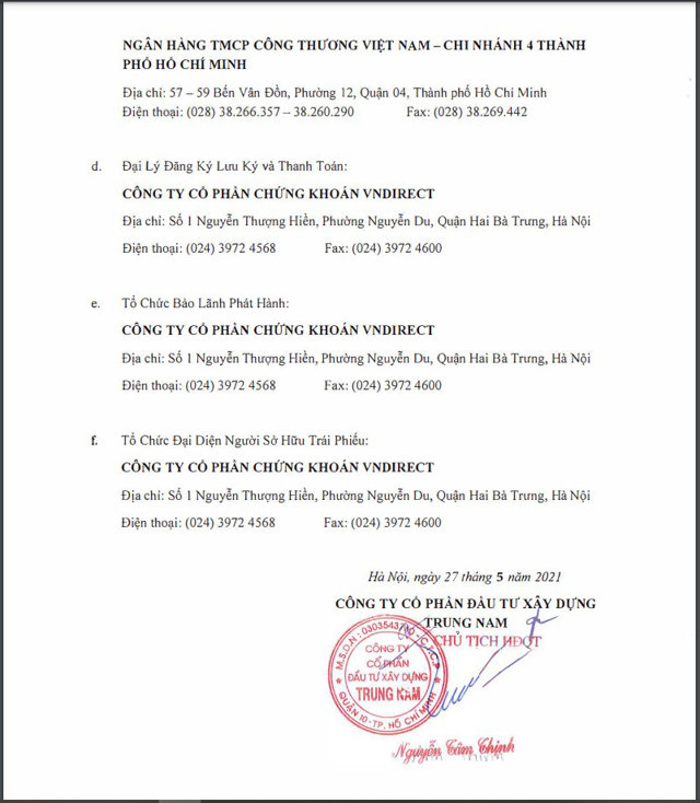 VnDirect cũng là đơn vị hỗ trợ phát cho các lô trái phiếu của Trung Nam Group.  