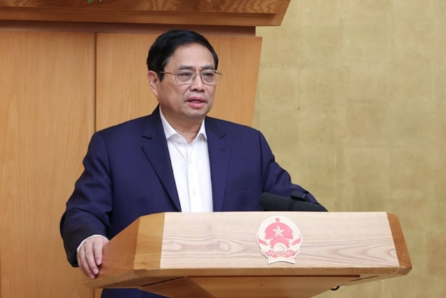 Thủ tướng Phạm Minh Chính chủ trì phiên họp Chính phủ chuyên đề pháp luật tháng 2/2023. Ảnh: VGP