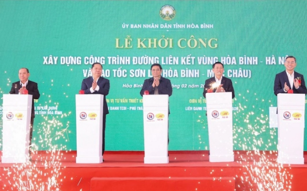 Thủ tướng dự lễ khởi công đường liên kết vùng Hòa Bình - Hà Nội và cao tốc Sơn La.