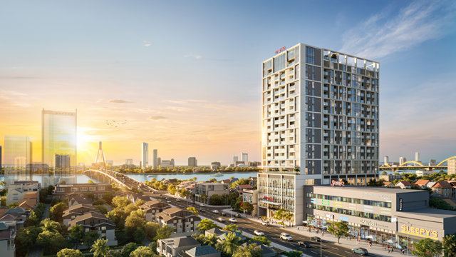 Thiết kế t&ograve;a th&aacute;p Sun Solar Residence lấy cảm hứng từ danh thắng &ldquo;Non Nước&rdquo;. (Ảnh phối cảnh minh họa: Sun Property) &nbsp;