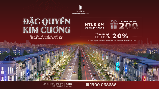 Ưu đ&atilde;i đặc biệt &aacute;p dụng cho quỹ căn shophouse mặt tiền đường 3/2 cuối c&ugrave;ng tại Imperia Grand Plaza Đức Ho&agrave; &nbsp;