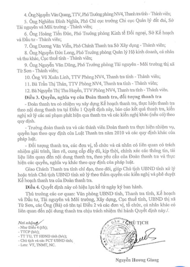 Quyết định của UBND tỉnh Bắc Ninh về việc&nbsp;Thanh tra to&agrave;n diện dự &aacute;n KĐT Vườn Sen.