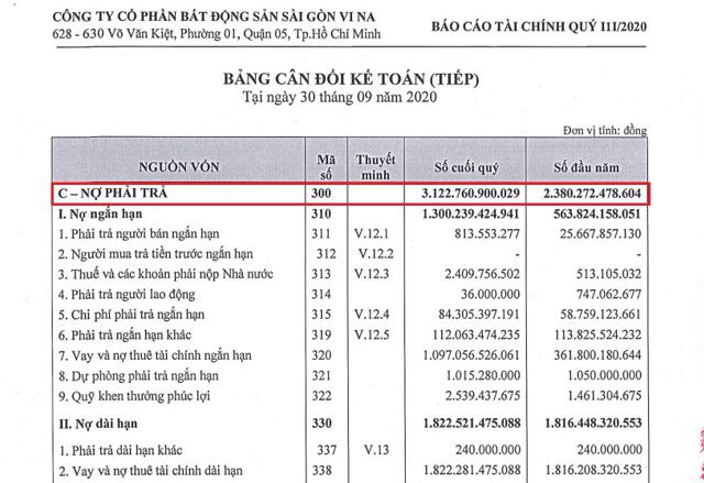 Nguồn BCTC hợp nhất Qu&yacute; 3/2020 của Land Saigon &nbsp;
