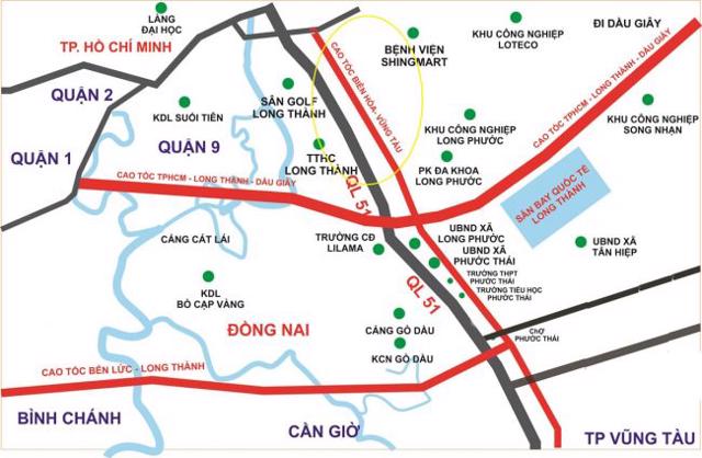Bản đồ m&ocirc; tả hạ tầng cao tốc Bi&ecirc;n H&ograve;a &ndash; Vũng T&agrave;u. &nbsp;