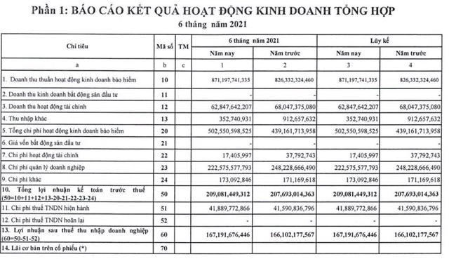 Nguồn: BCTC 6 th&aacute;ng đầu năm 2021. &nbsp;