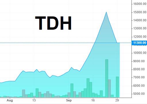 Diễn biến cổ phiếu TDH trong 2 th&aacute;ng qua. &nbsp;