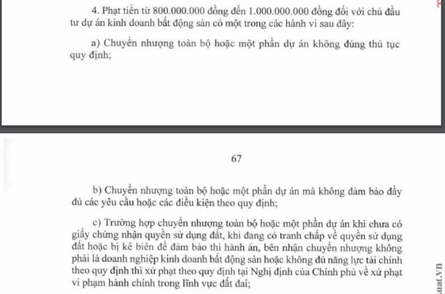 Phạt đến 1 tỷ đồng đối với h&agrave;nh vi chuyển nhượng dự &aacute;n kh&ocirc;ng đ&uacute;ng quy định. &nbsp;