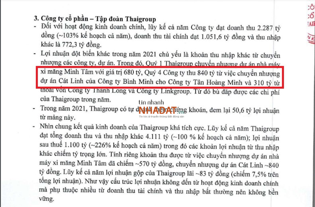 Nguồn: T&agrave;i liệu Đại hội cổ đ&ocirc;ng năm 2022 của Thaiholdings. &nbsp;