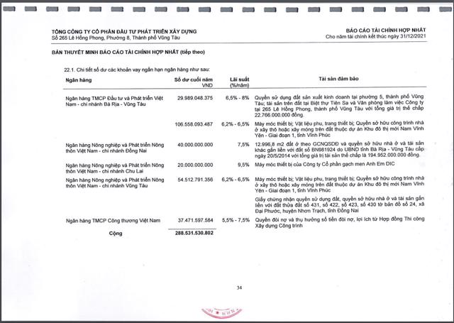 Nguồn: BCTC hợp nhất kiểm toán năm 2021 của DIC Corp.
