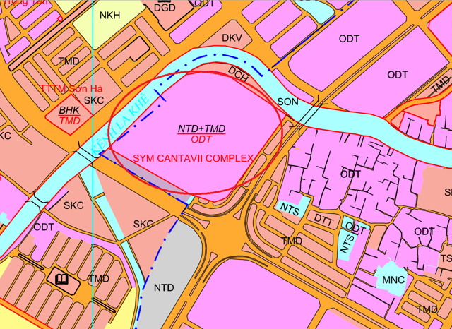 Vị tr&iacute; dự &aacute;n Khu phức hợp cao tầng SYM Cantavil Complex theo quy hoạch sử dụng đất quận H&agrave; Đ&ocirc;ng thời kỳ 2021 - 2030 &nbsp;