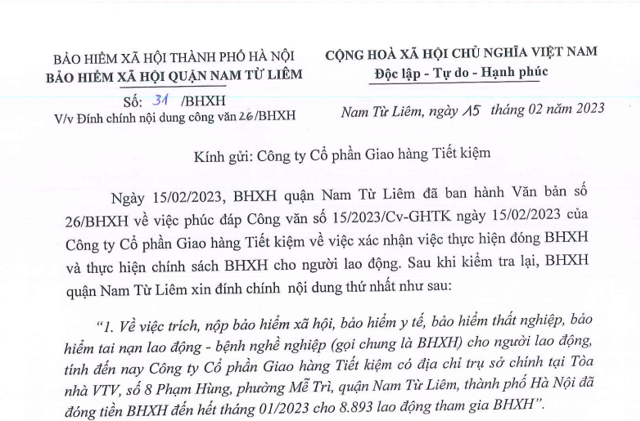 Giao hàng Tiết kiệm nói gì về thông tin "nợ tiền bảo hiểm xã hội"? - Ảnh 1