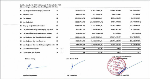 Nguồn: BCTC của CMC. &nbsp;